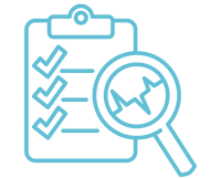icon graphic of a checklist and magnifying glass