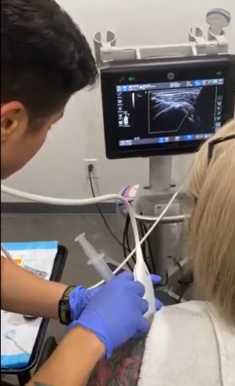 Ultrasound-guided shoulder injection targeting rotator cuff and subacromial pathology